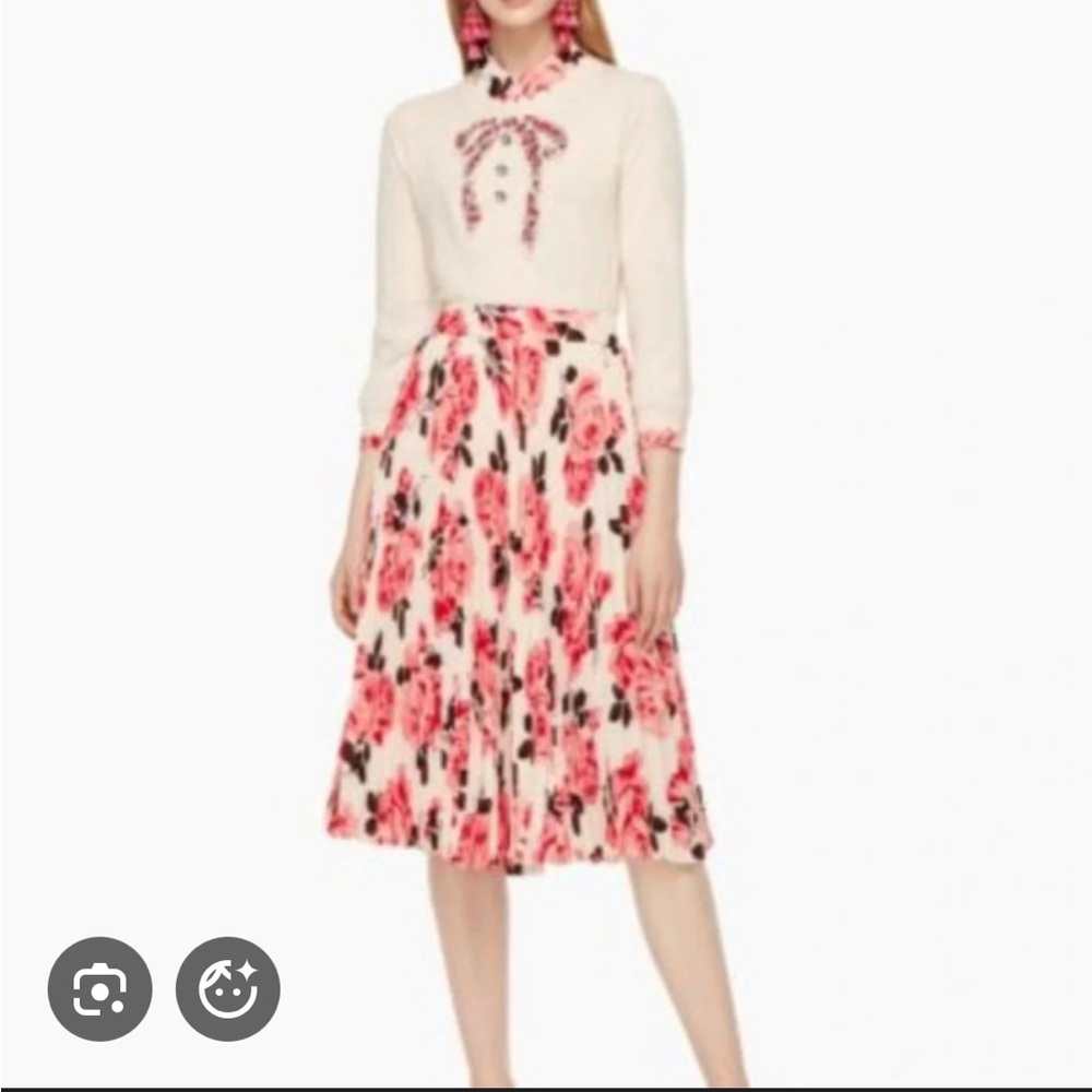Kate Spade Red and White Floral Midi Skirt - Picture 2 of 7